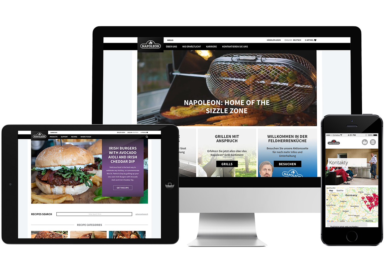 Screen views of the new Napoleon Grills website